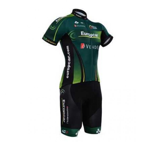 2015 Europcar Fietskleding Wielershirt Korte Mouwen+Fietsbroek Korte