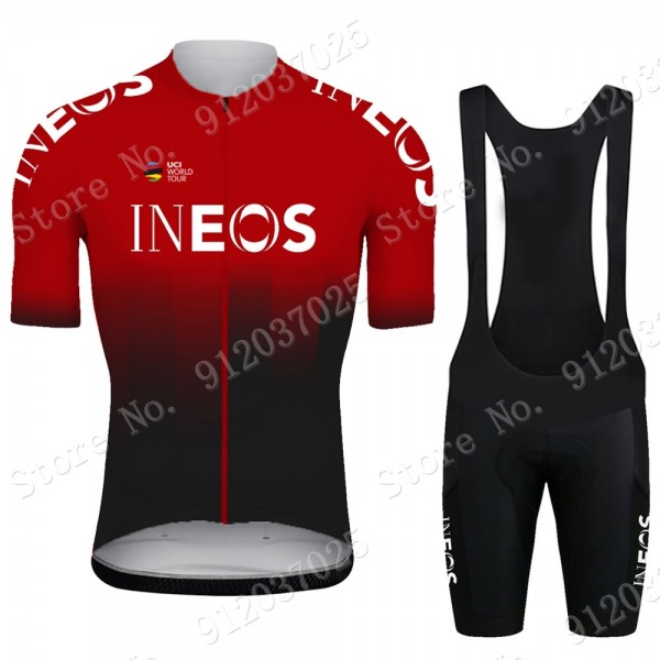 Red New Ineos Grenadier 2021 Team Fietskleding Set Wielershirts Korte Mouw+Korte Fietsbroeken Bib J3U3nl