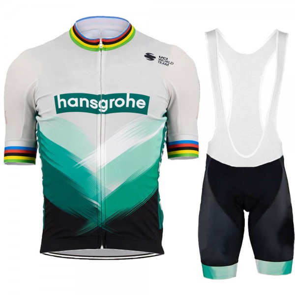 Bora Hansgrohe Pro 2021 Team Fietskleding Set Wielershirts Korte Mouw+Korte Fietsbroeken Bib EGMDed