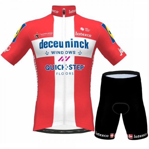 CHAMPION DANMARK Pro Team 2021 Fietskleding Set Wielershirts Korte Mouw+Korte Fietsbroeken Bib SOQ0c7