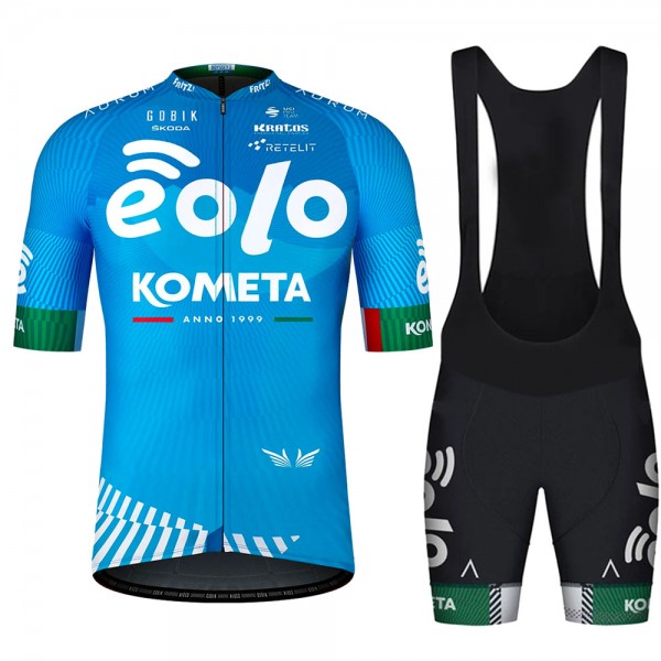 Eolo Kometa 2021 Team Fietskleding Set Wielershirts Korte Mouw+Korte Fietsbroeken Bib QtEQV5