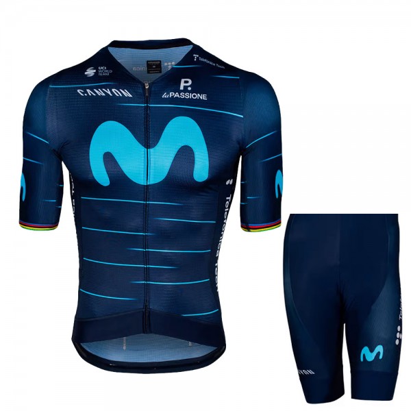 Fietskleding Profteams 2022 Movistar Fietsshirt Korte Mouw+Korte Fietsbroeken Bib World Champion n4mHQ