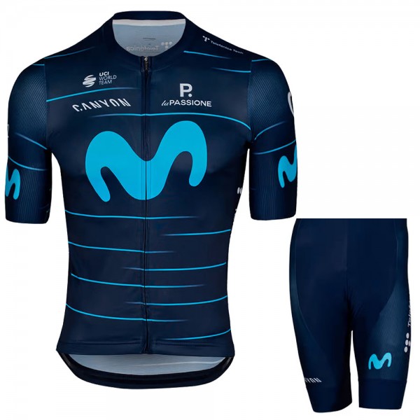 Fietskleding Profteams 2022 Movistar Fietsshirt Korte Mouw+Korte Fietsbroeken Bib XDG8s