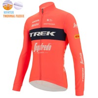 Fietskleding Profteams 2022 Winter Fleece Trek Segafredo Pro Fietsshirt Lange Mouw rood hEsYV
