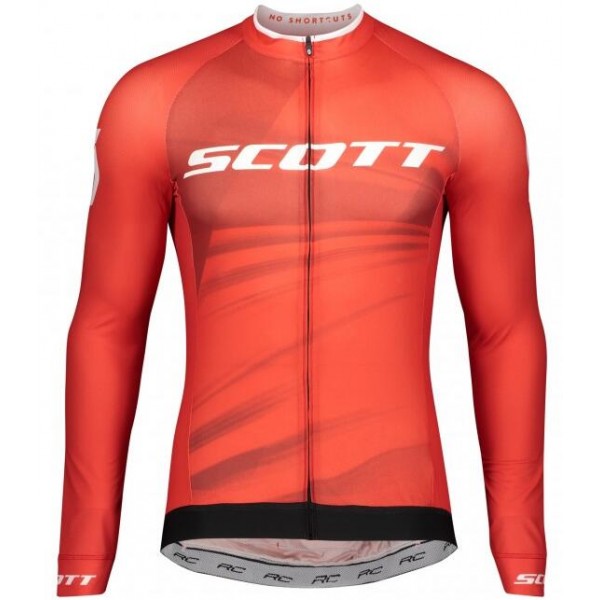 Wielerkleding Profteams 2020 SCOTT RC Pro Wielershirts Lange Mouw Rood