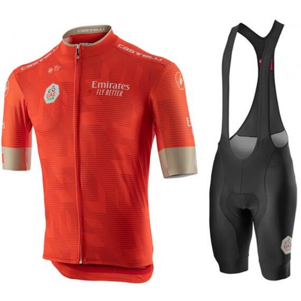 Wielerkleding Profteams 2020 UAE Tour Fietskleding Set Fietsshirt Met Korte Mouwen+Koersbroek Korte Orange