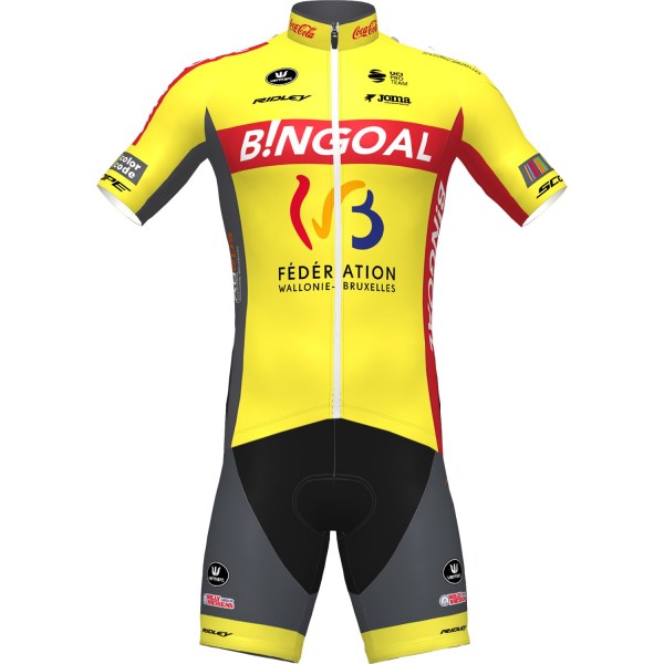 Wielerkleding Profteams 2020 WALLONIE-BRUXELLES Fietskleding Set Wielershirt Korte Mouwen+Fietsbroek Korte Geel