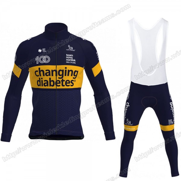 Novo Nordisk 2021 Wielerkleding Set Wielershirt Lange Mouwen+Lange Fietsbroeken Bib JOHII