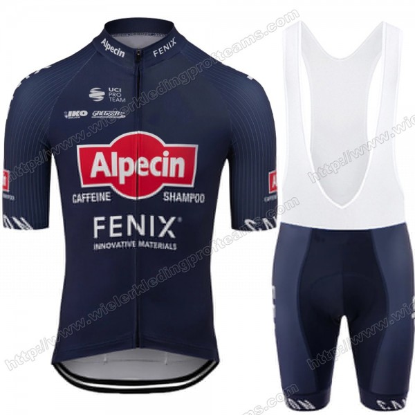 Alpecin Fenix 2020 Bleu Fietskleding Set Fietsshirt Met Korte Mouwen+Korte Koersbroek Bib RFNYB