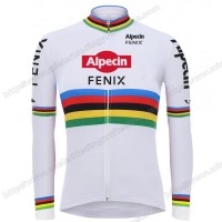 2021 Alpecin Fenix World Champion Wit Wielershirts Lange Mouwen MICQO