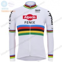 Winter 2021 Alpecin Fenix World Champion Wit Wielershirts Lange Mouwen ZTNVQ