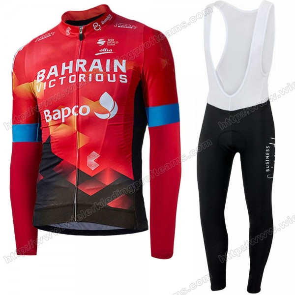 Bahrain Victorious Pro Team 2021 Fietskleding Set Wielershirts Lange Mouw+Lange Wielrenbroek Bib KWPQN