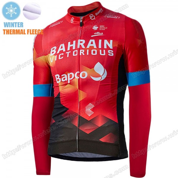 Winter Fleece Bahrain Victorious Pro Team 2021 Wielershirts Lange Mouwen FJJLU