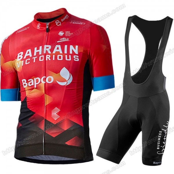 Bahrain Victorious 2021 Team Wielerkleding Set Wielershirts Korte+Korte Fietsbroeken GISRF