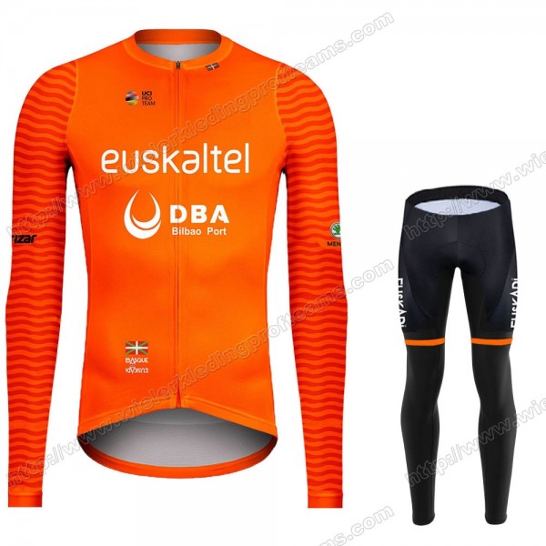 Euskaltel DBA Euskadi 2021 Fietskleding Set Wielershirts Lange Mouw+Lange Wielrenbroek Bib CVKFQ