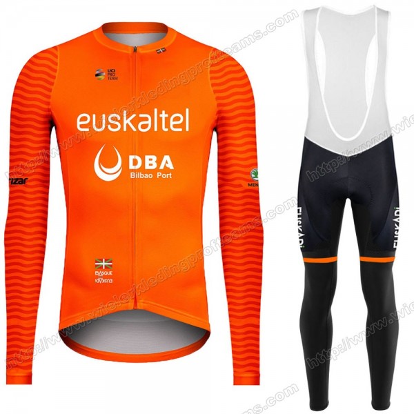 Euskaltel DBA Euskadi 2021 Fietskleding Set Wielershirts Lange Mouw+Lange Wielrenbroek Bib ZHPZK