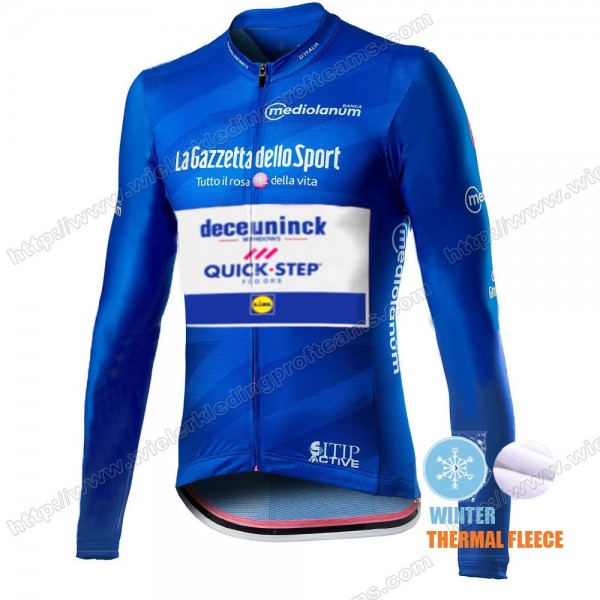 Winter Thermal Fleece Men Giro D'italia Quick Step 2021 Wielershirts Lange Mouwen ABTGD