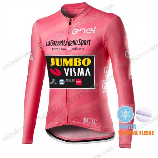 Winter Thermal Fleece Men Giro D'italia Jumbo Visma 2021 Wielershirts Lange Mouwen VCOCQ