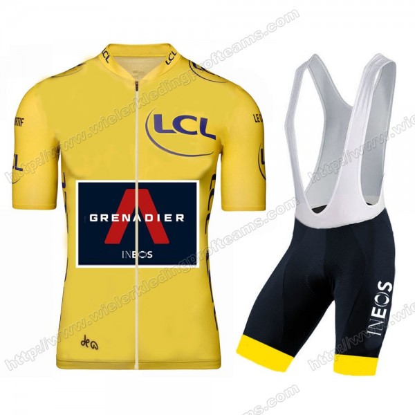 Team INEOS Grenadier 2020 Tour De France Yelllow Fietskleding Set Fietsshirt Met Korte Mouwen+Korte Koersbroek Bib NINCK