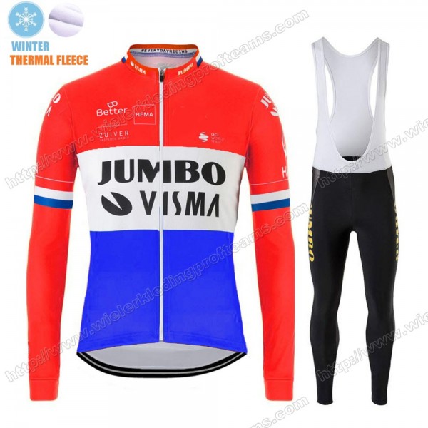 Winter Thermal Fleece Jumbo Visma 2020 Dutch Fietskleding Set Wielershirts Lange Mouw+Lange Wielrenbroek Bib WJYQA