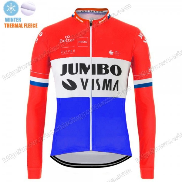 Winter Thermal Fleece Jumbo Visma 2020 Dutch Wielershirts Lange Mouw LSLTQ