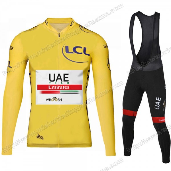 UAE EMIRATES Tour De France 2020 Fietskleding Set Wielershirts Lange Mouw+Lange Wielrenbroek Bib QIVTP