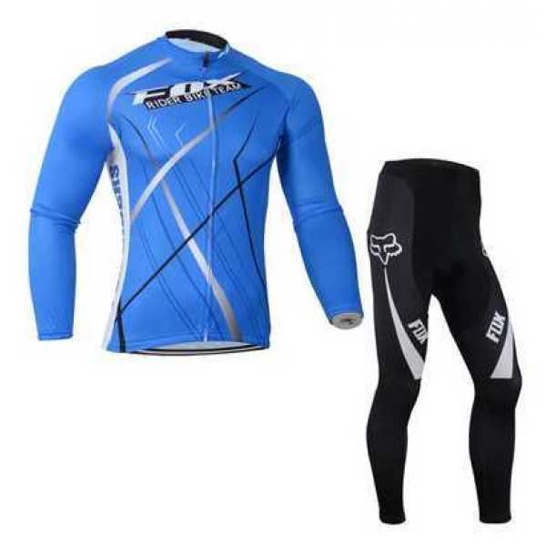 Fox 2014 Fietskleding Wielershirt Lange Mouw+Lange Fietsbroeken Blauw Zwart