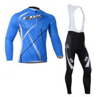 Fox 2014 Wielerkleding Set Wielershirt Lange Mouwen+Lange Fietsbroeken Bib Blauw Zwart Fox 2014 Wielerkleding Set Wielershirt Lange Mouwen+Lange Fietsbroeken Bib Blauw Zwart