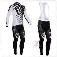 Fox 2014 Wielerkleding Set Wielershirt Lange Mouwen+Lange Fietsbroeken Bib Zwart Wit Fox 2014 Wielerkleding Set Wielershirt Lange Mouwen+Lange Fietsbroeken Bib Zwart Wit