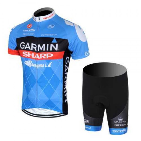 2013 Garmin Sharp Barracuda Cervelo Fietskleding Wielershirts Korte Mouw+Fietsbroekje Blauw