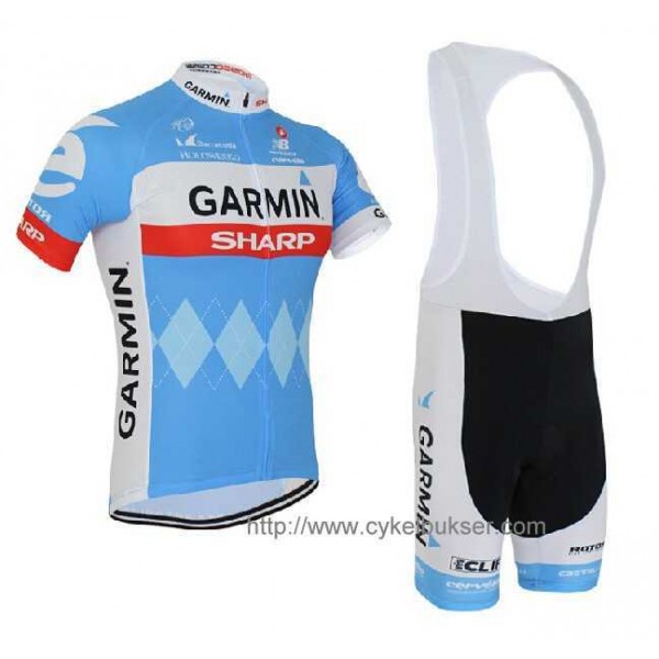 Garmin Sharp Barracuda 2014 Fietskleding Set Fietsshirt Met Korte Mouwen+Korte Koersbroek