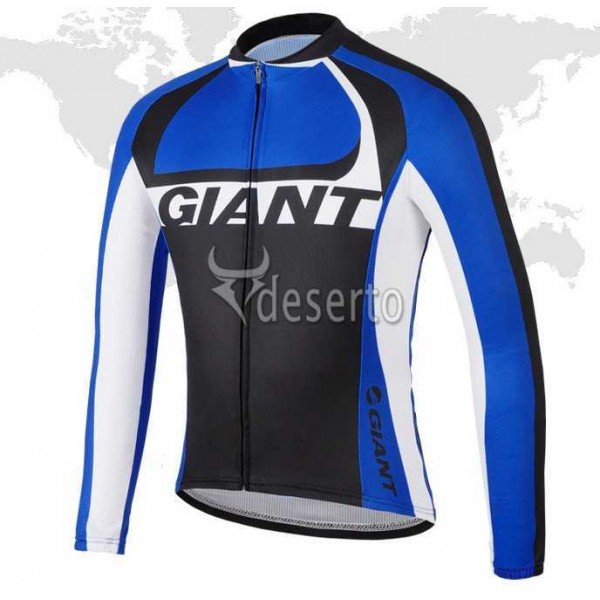 2014 Giant Wielershirt Lange Mouwen Zwart Blauw