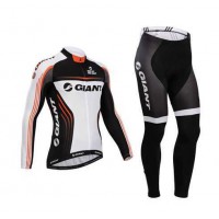Giant 2014 Wielerkleding Set Wielershirt Lange Mouw+Lange Fietsbroeken Zwart Wit