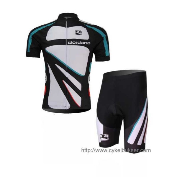 Teams Giordana Wielerkleding Set Set Wielershirts Korte Mouw+Fietsbroek Wit Zwart Blauw