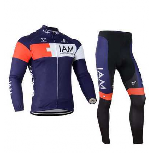 2014 IAM Scott Fietskleding Wielershirt Lange Mouw+Lange Fietsbroeken Blauw