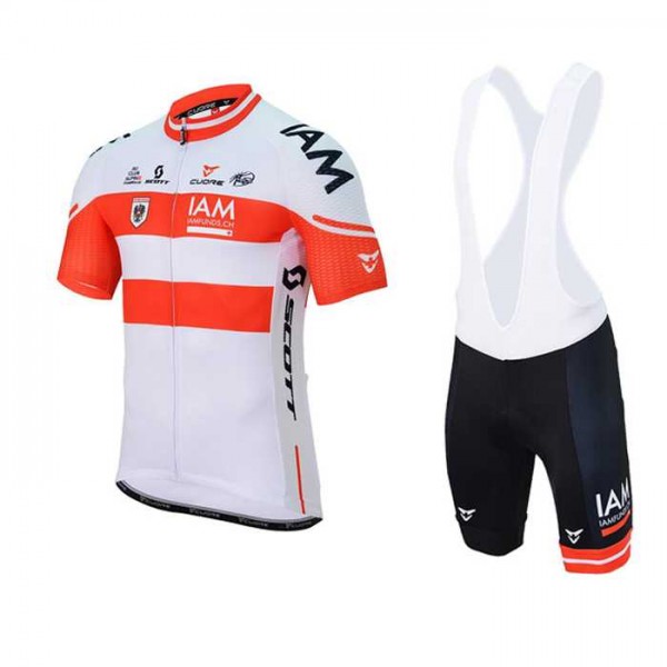 2016 IAM Fietskleding Wielershirt Korte Mouwen+Fietsbroek Korte Bib Rood Wit