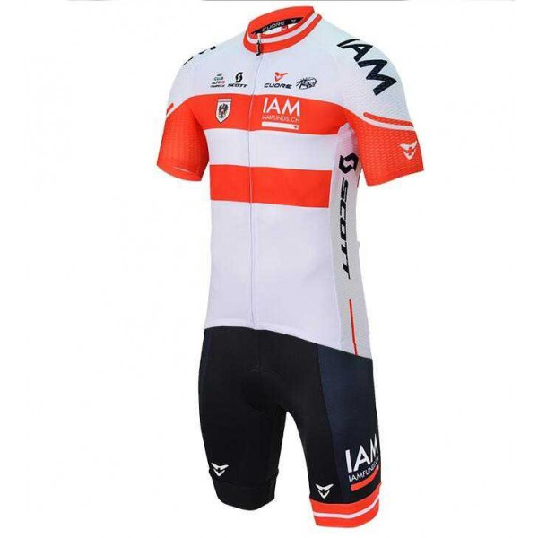 2016 IAM Fietskleding Wielershirt Korte Mouwen+Fietsbroek Korte Rood Wit