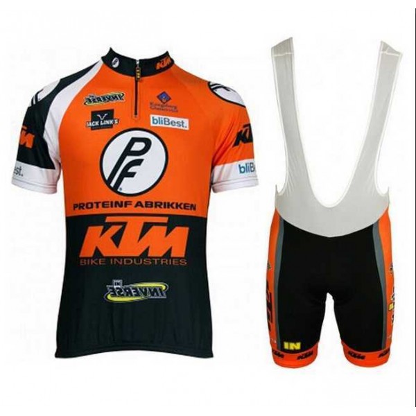 2015 KTM Pro Team Zwart Wit Orange Fietskleding Set Fietsshirt Met Korte Mouwen+Korte Koersbroek