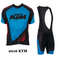2016 KTM Fietskleding Set Fietsshirt Met Korte Mouwen+Korte Koersbroek Blauw 02
