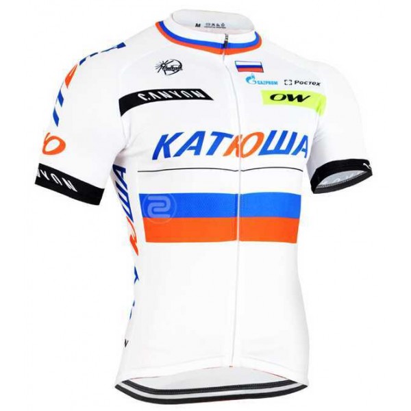 2015 Katusha Wielershirt Met Korte Mouwen Wit