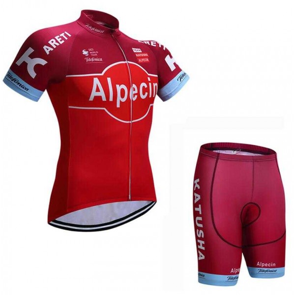 2017 Katusha Fietskleding Wielershirt Korte Mouw+Korte Fietsbroeken