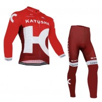 2016 KATUSHA Fietskleding Set Wielershirts Lange Mouw+Lange Wielrenbroek