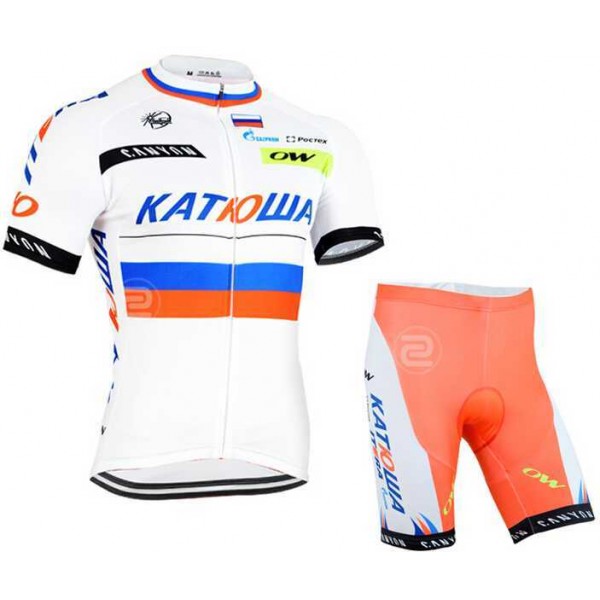 2015 Katusha Fiskleding Fisshirt Korte+Korte Fisbroeken Wit