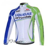 Liquigas Cannondale Pro Team Wielershirts Lange Mouwen Groen Wit Liquigas Cannondale Pro Team Wielershirts Lange Mouwen Groen Wit