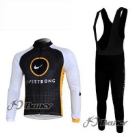 Livestrong Wielerkleding Set Wielershirts Lange Mouw+Lange Fietsbroeken Bib Zwart Wit Livestrong Wielerkleding Set Wielershirts Lange Mouw+Lange Fietsbroeken Bib Zwart Wit