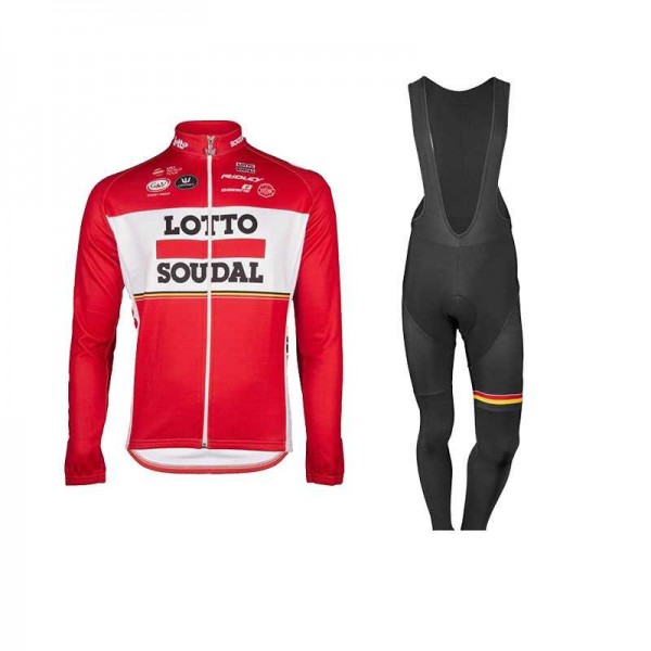 2017 Lotto Fietskleding Wielershirt Lange Mouw+Lange Fietsbroeken Bib