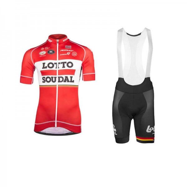 2017 Lotto Fietskleding Set Fietsshirt Met Korte Mouwen+Korte Koersbroek Rood