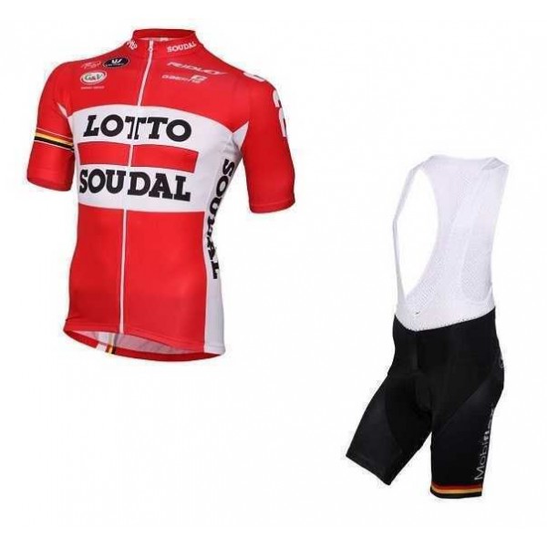 2016 LOTTO SOUDAL Fietskleding Set Fietsshirt Met Korte Mouwen+Korte Koersbroek Rood-1