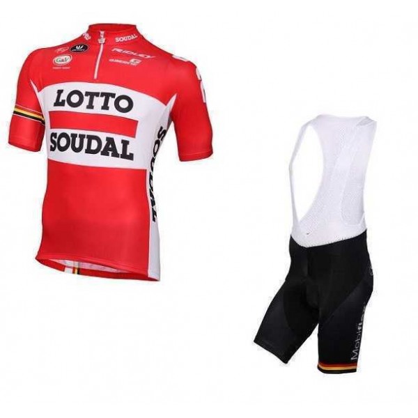 2016 LOTTO SOUDAL Fietskleding Set Fietsshirt Korte Mouwen+Fietsbroek Bib Korte Rood-2