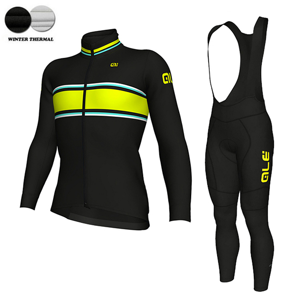 2018 Ale N1 Winter Wielerkleding Set Wielershirt Lange Mouwen+Lange Fietsbroeken Bib